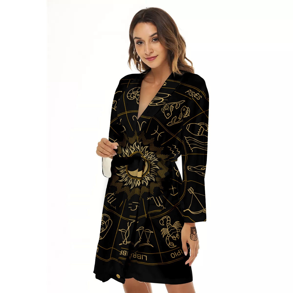 Astrology Zodiac Signs Print Women's Robe-grizzshop