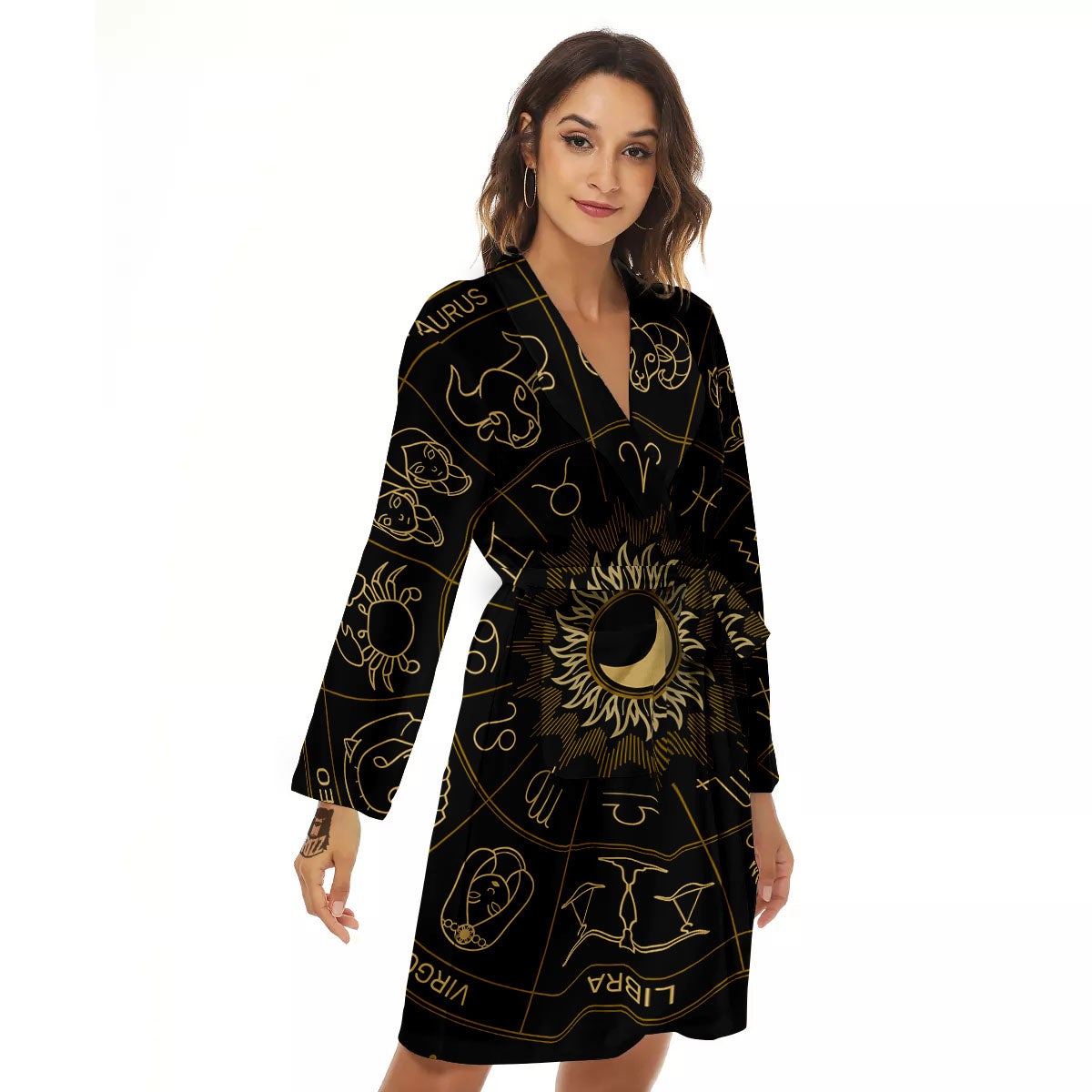Astrology Zodiac Signs Print Women's Robe-grizzshop