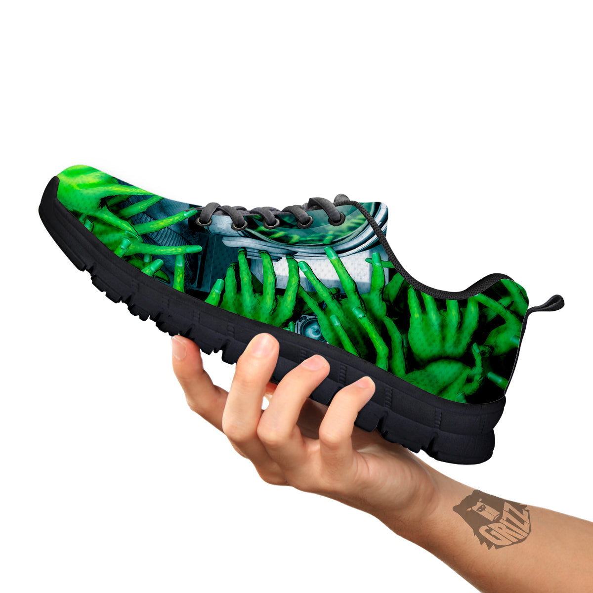 Astronaut And Alien Sci Fi Print Black Sneaker-grizzshop