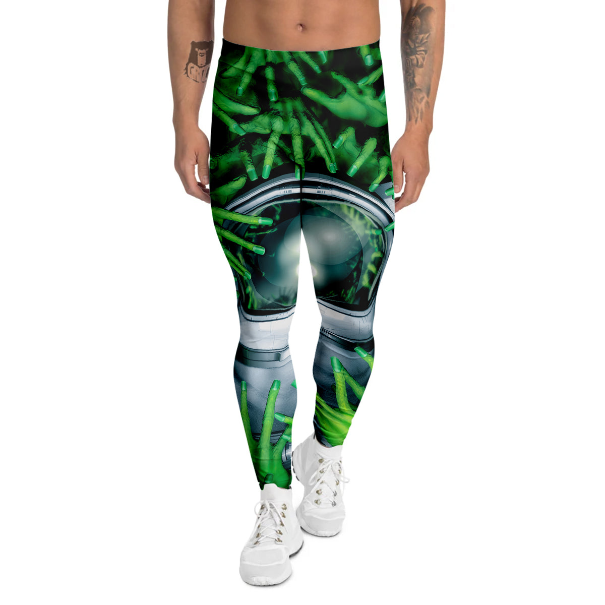 Astronaut And Alien Sci Fi Print Men's Leggings-grizzshop