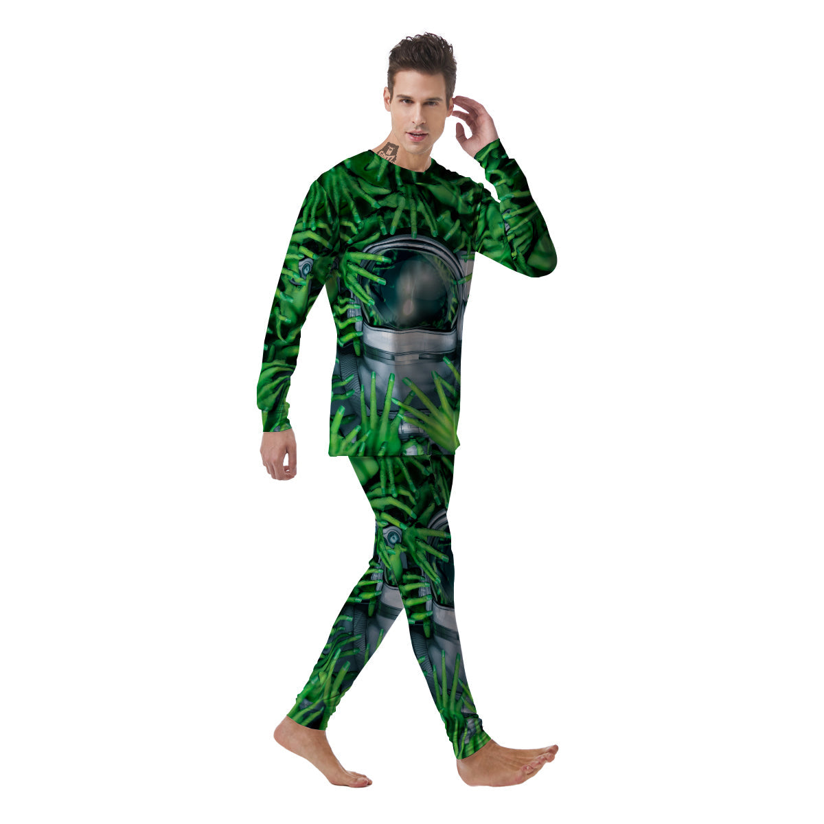 Astronaut And Alien Sci Fi Print Men's Pajamas-grizzshop