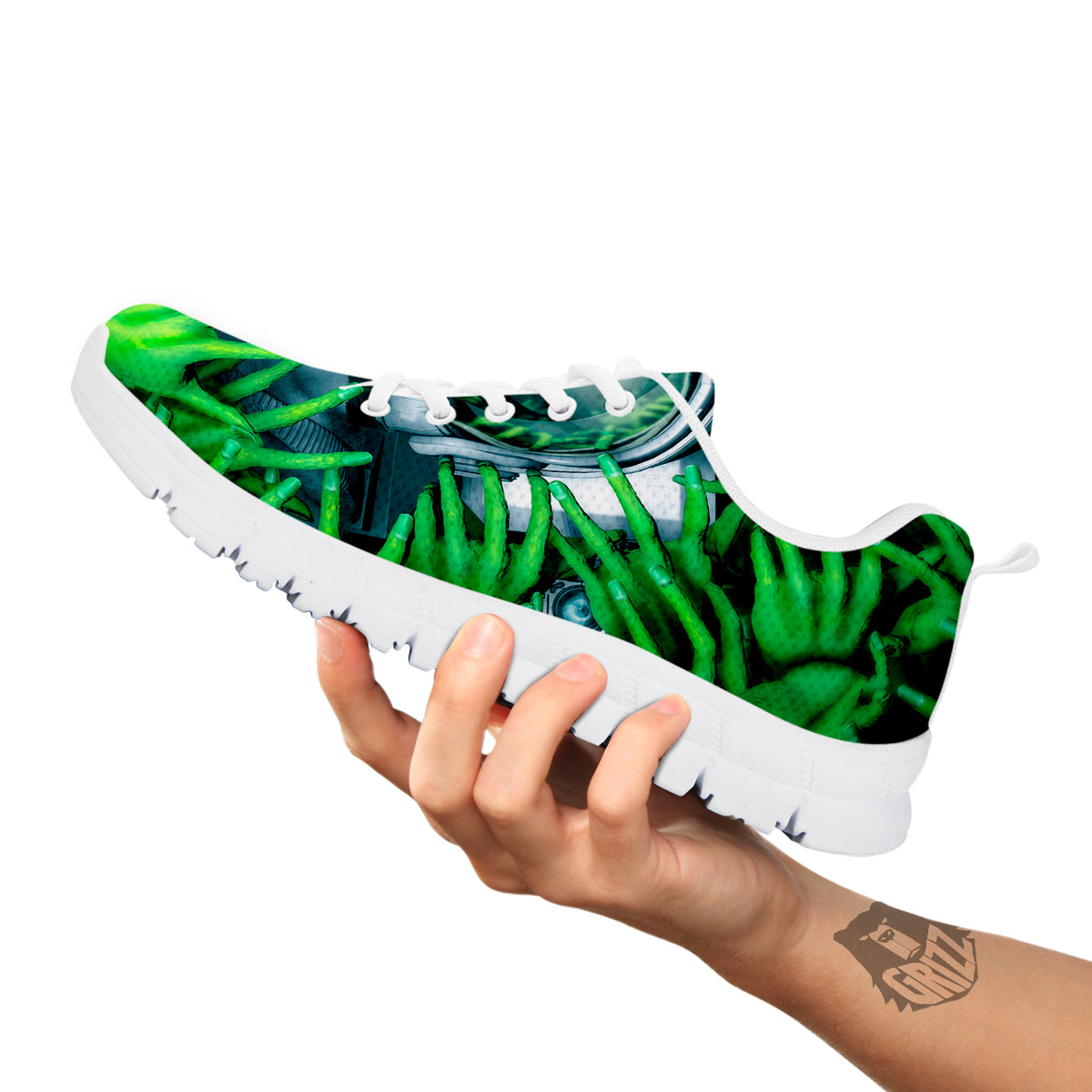 Astronaut And Alien Sci Fi Print White Sneaker-grizzshop
