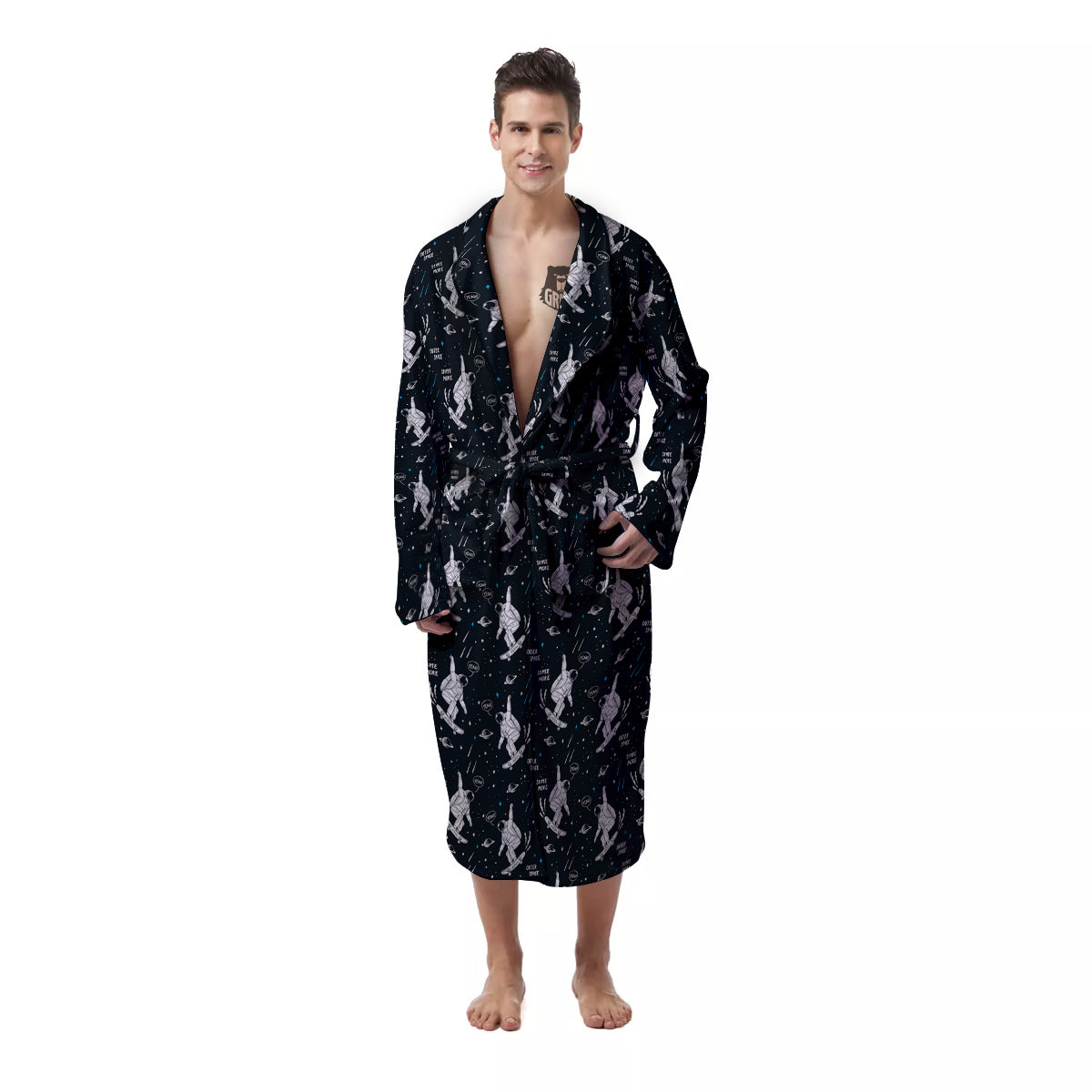 Astronaut Cute Print Pattern Men's Robe-grizzshop