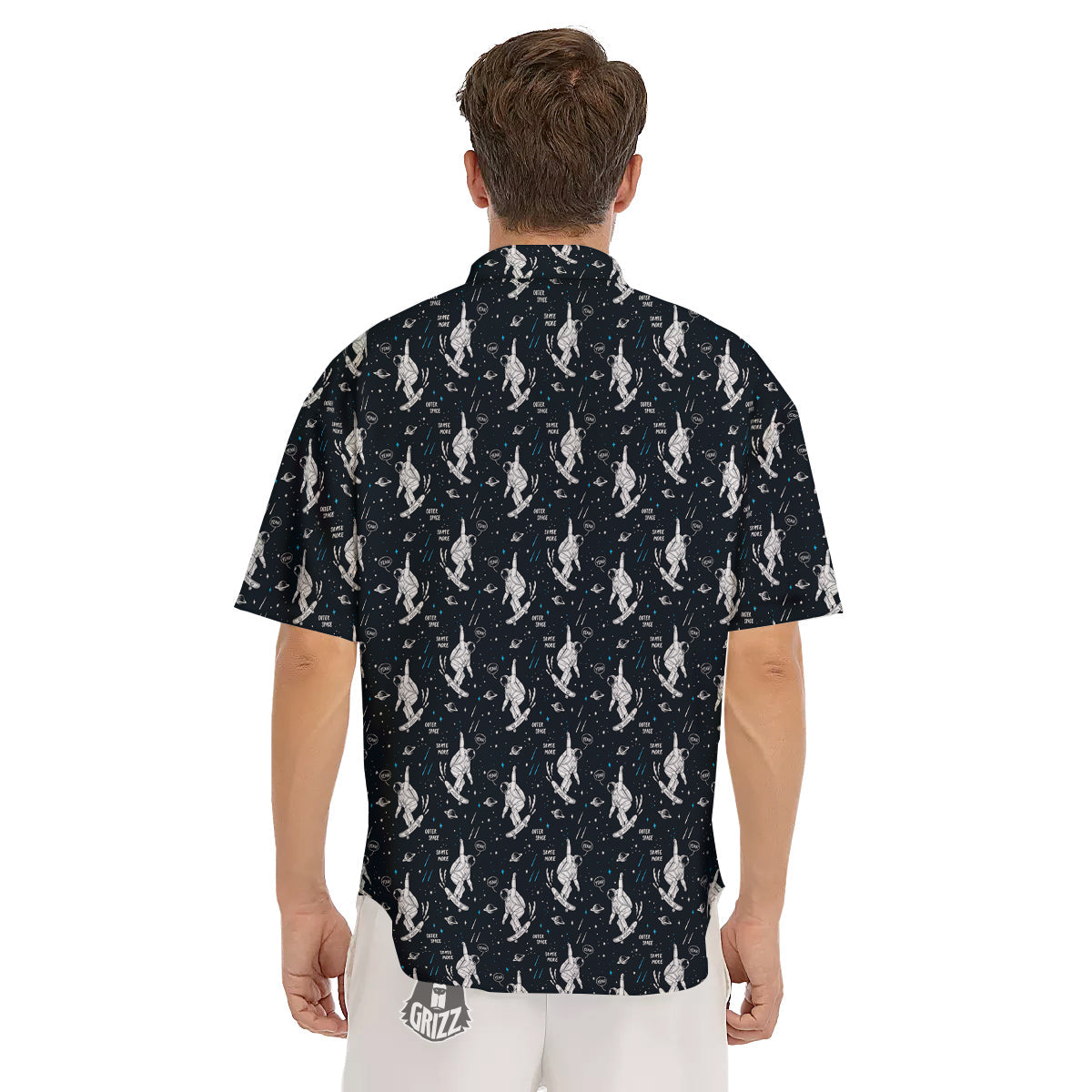 Astronaut Cute Print Pattern Men's Short Sleeve Shirts-grizzshop