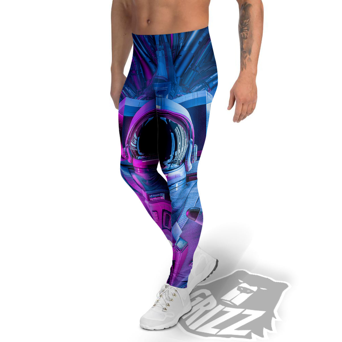 Astronaut Futuristic Print Men's Leggings-grizzshop