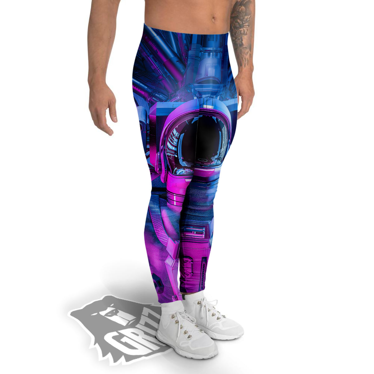 Astronaut Futuristic Print Men's Leggings-grizzshop