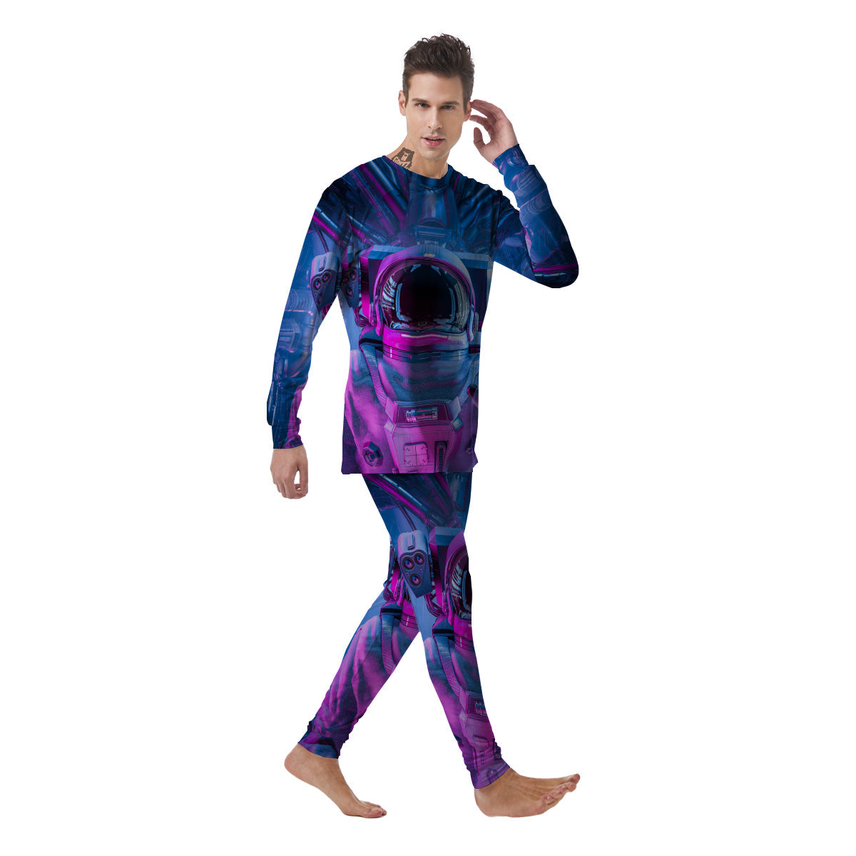 Astronaut Futuristic Print Men's Pajamas-grizzshop