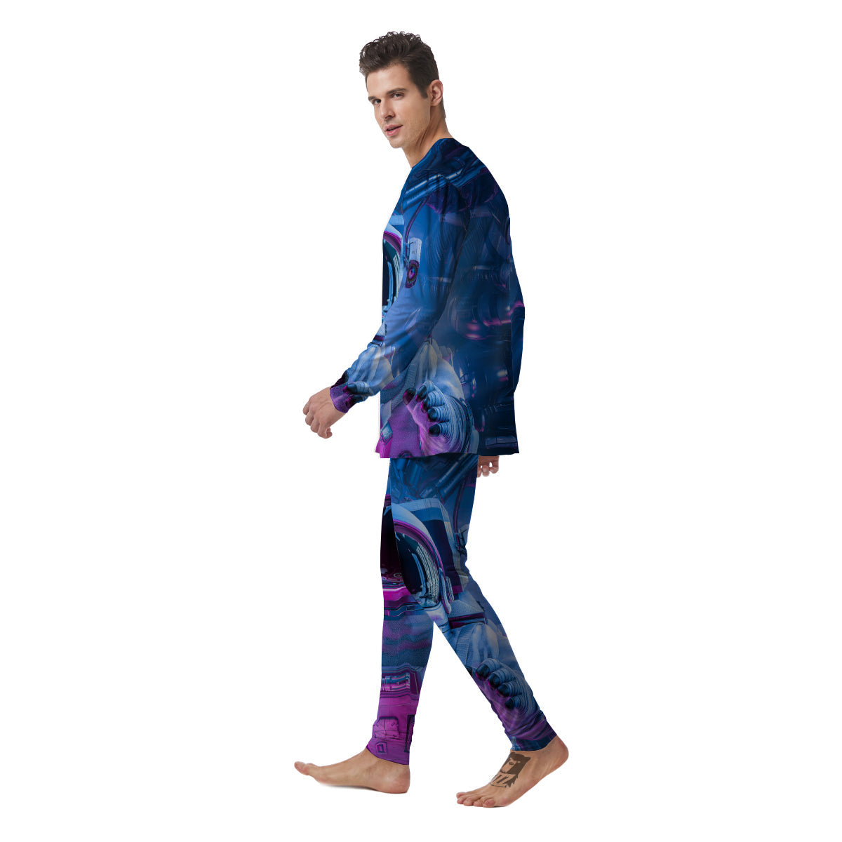 Astronaut Futuristic Print Men's Pajamas-grizzshop