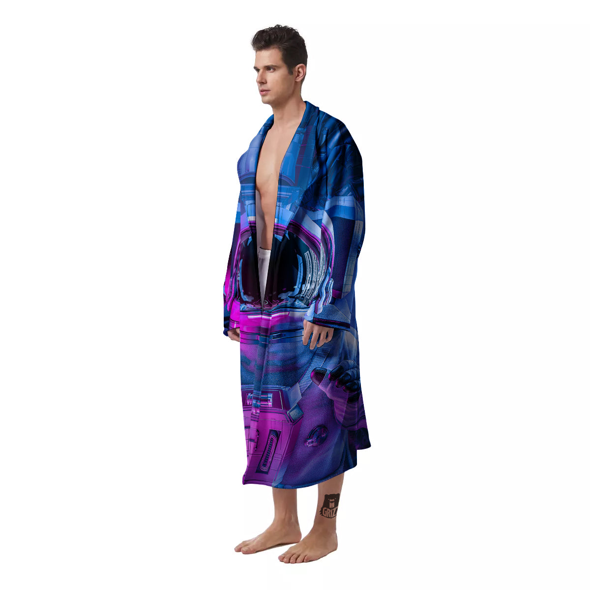 Astronaut Futuristic Print Men's Robe-grizzshop