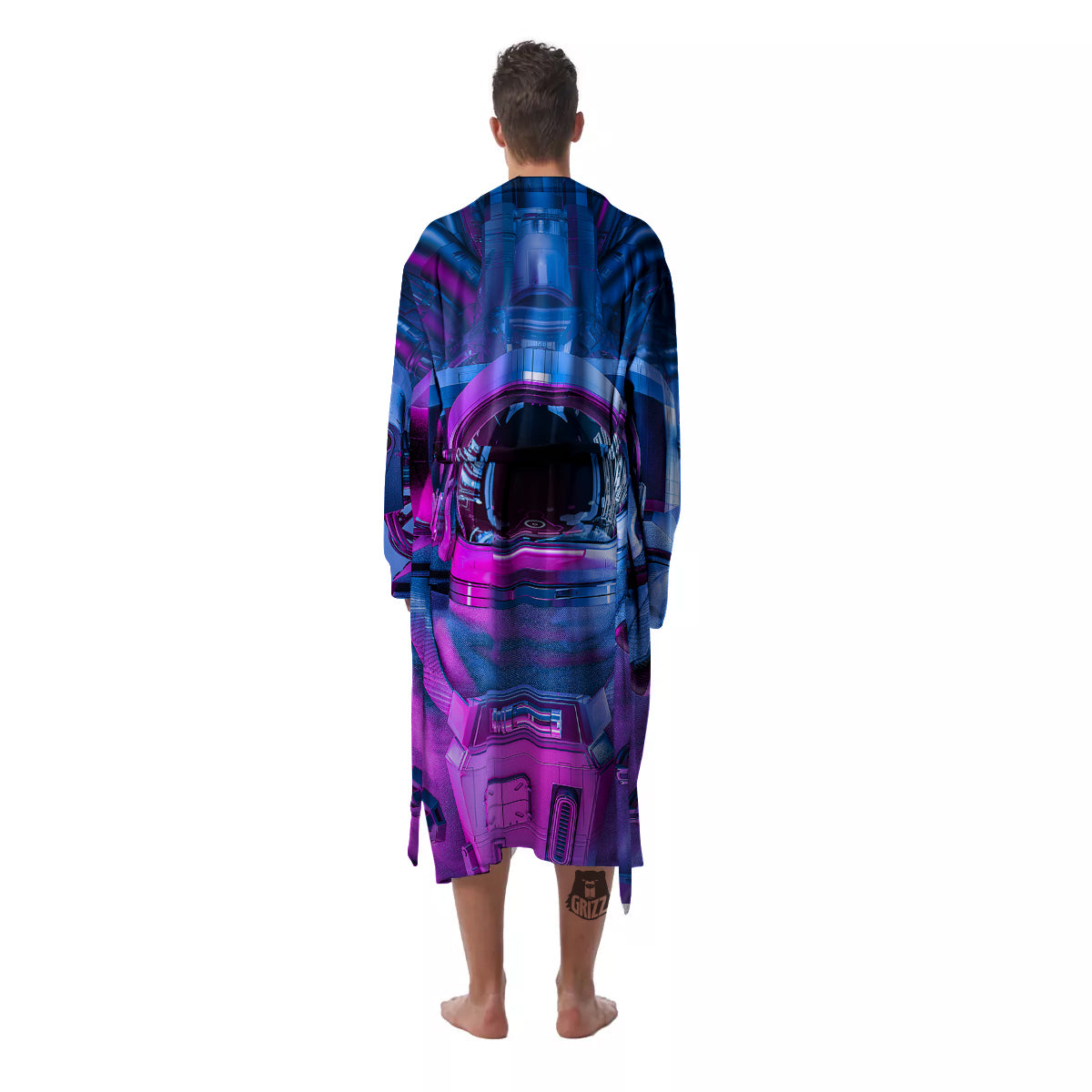 Astronaut Futuristic Print Men's Robe-grizzshop