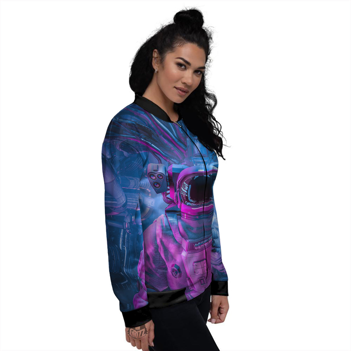 Astronaut Futuristic Print Women's Bomber Jacket-grizzshop