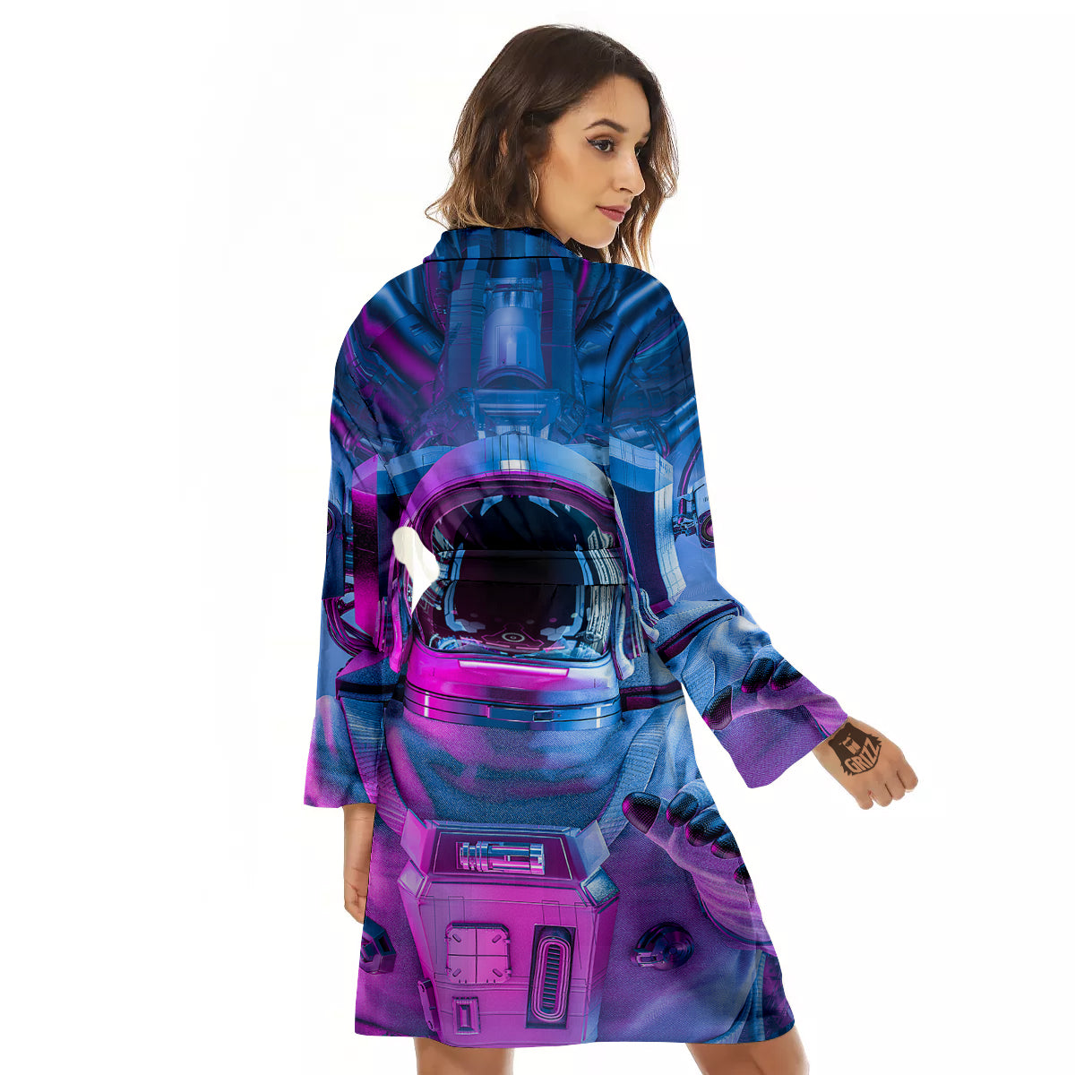 Astronaut Futuristic Print Women's Robe-grizzshop