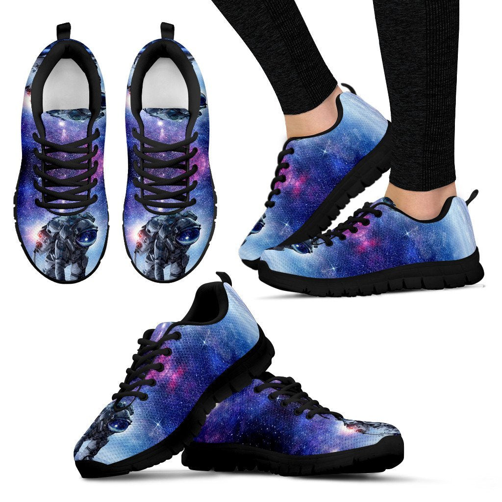 Astronaut Galaxy Space Print Black Sneaker Shoes For Men Women-grizzshop