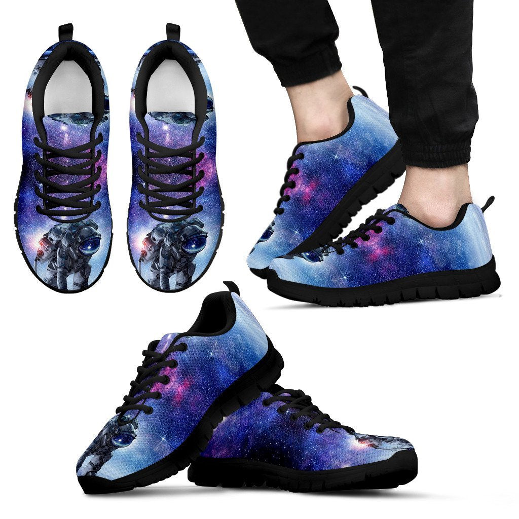 Astronaut Galaxy Space Print Black Sneaker Shoes For Men Women-grizzshop