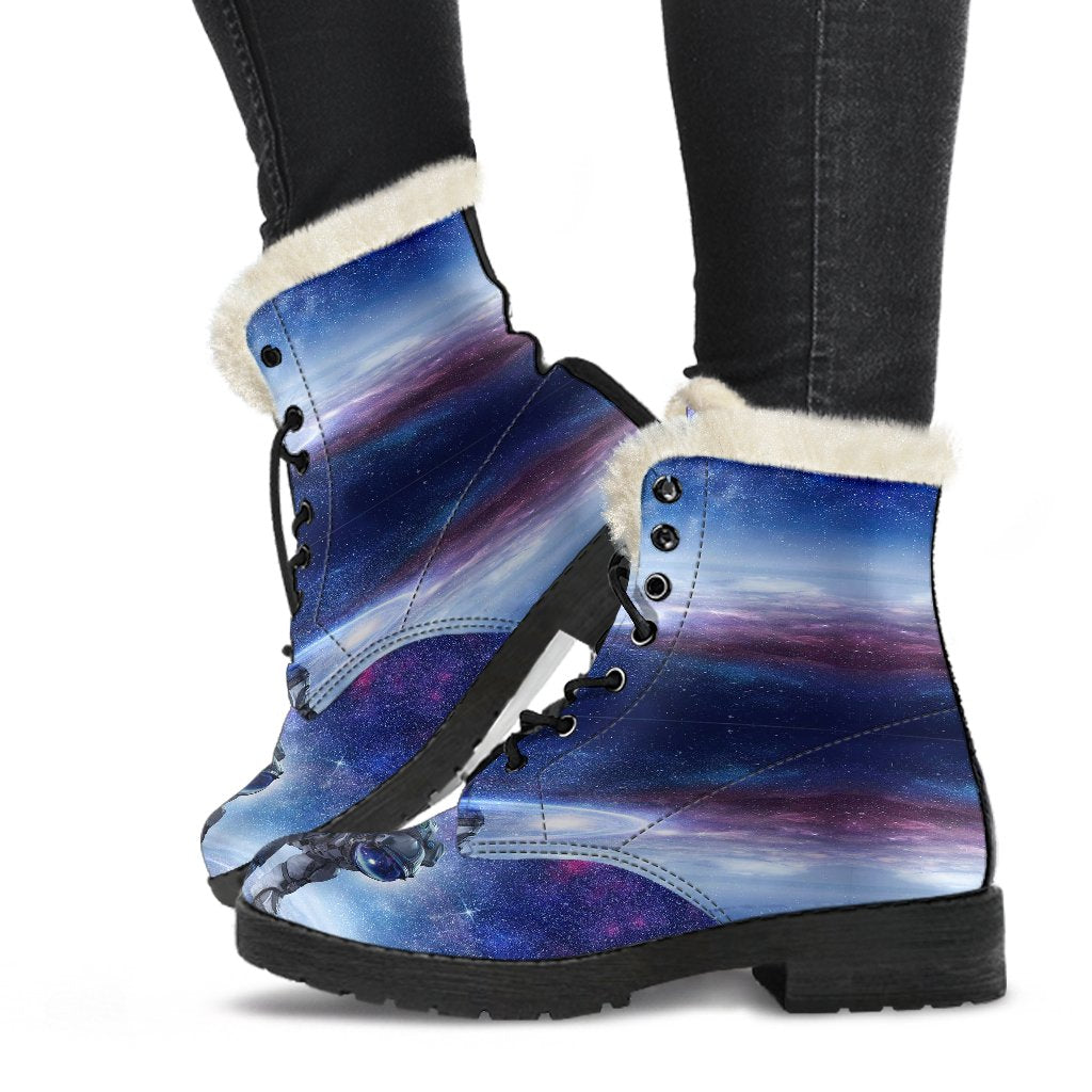 Astronaut Galaxy Space Print Comfy Winter Boots-grizzshop