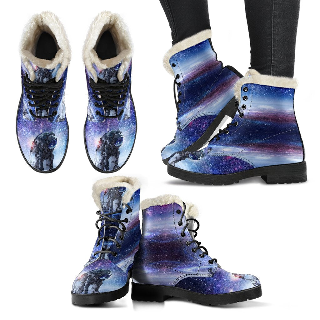 Astronaut Galaxy Space Print Comfy Winter Boots-grizzshop