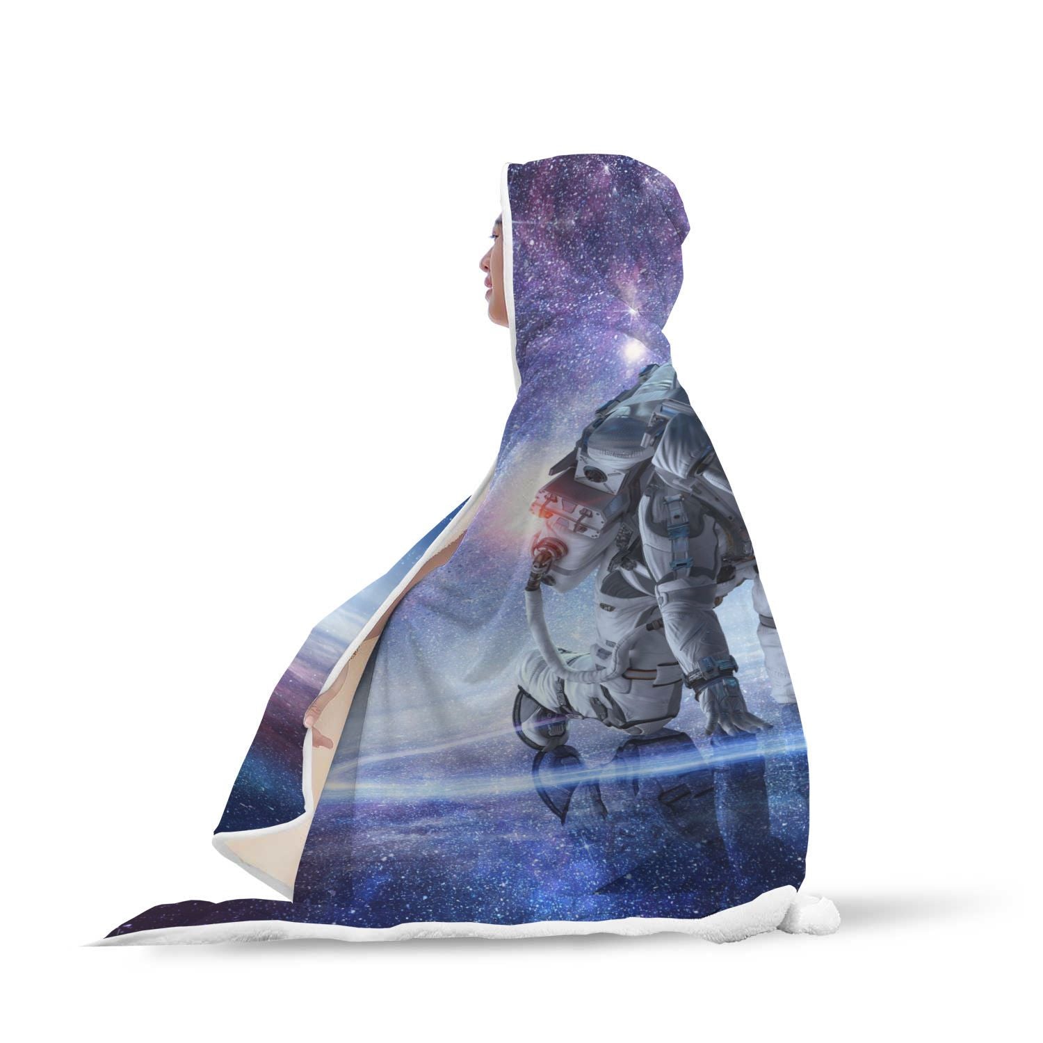 Astronaut Galaxy Space Print Hooded Blanket-grizzshop