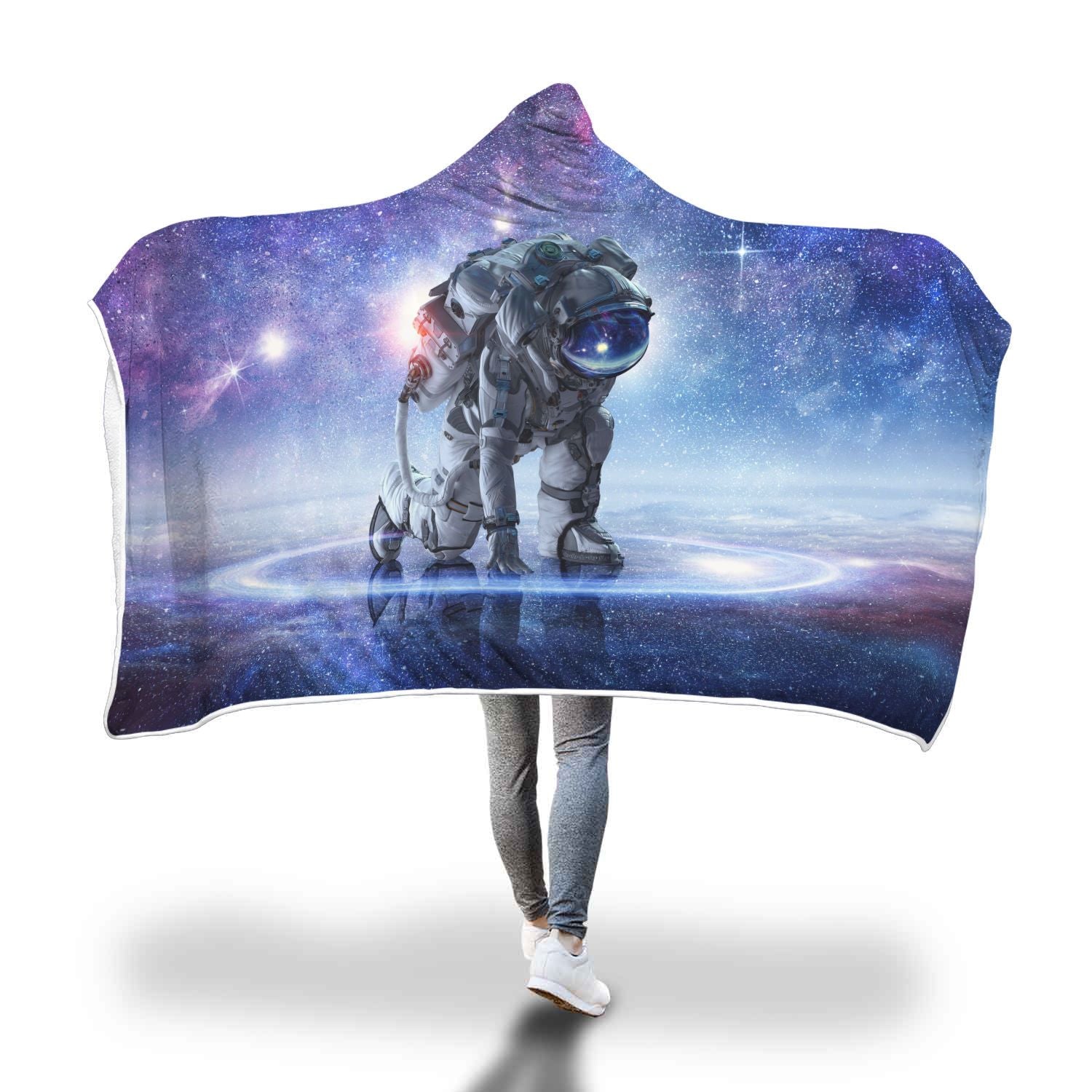 Astronaut Galaxy Space Print Hooded Blanket-grizzshop