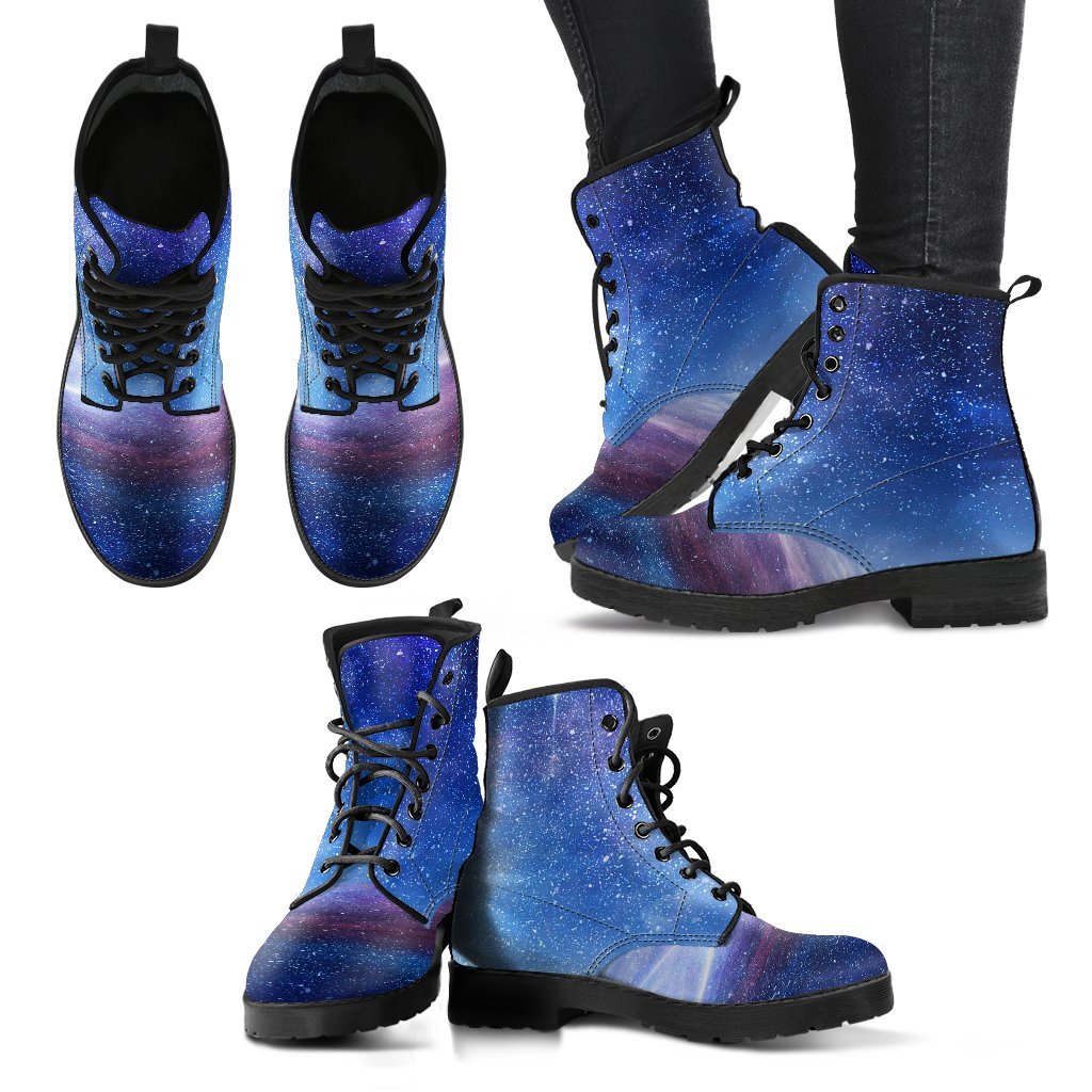 Astronaut Galaxy Space Print Men Leather Boots-grizzshop