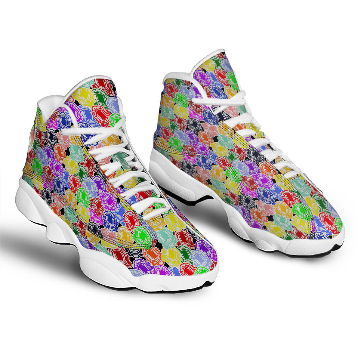 Astronaut Helmet Colorful Print Pattern White Basketball Shoes-grizzshop
