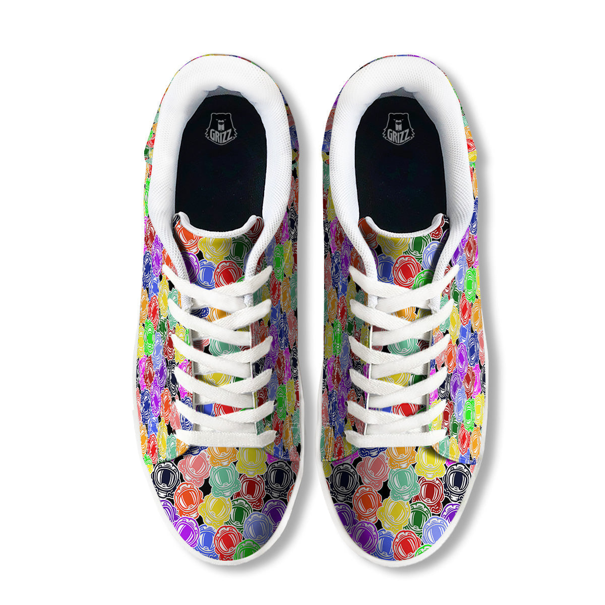 Astronaut Helmet Colorful Print Pattern White Low Top Sneakers-grizzshop