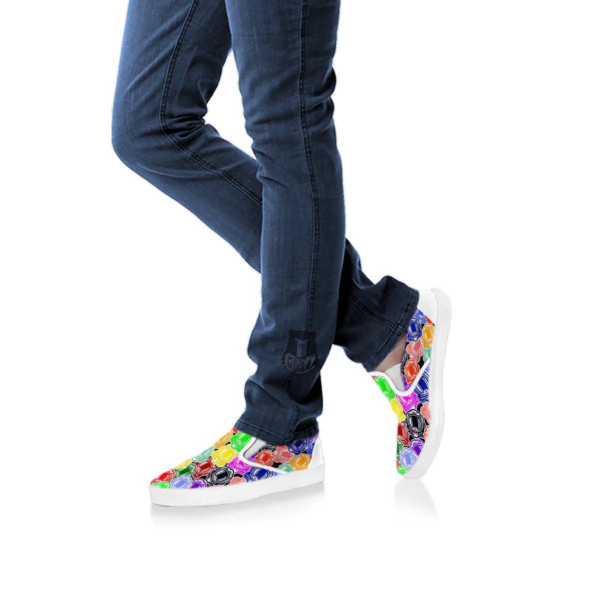 Astronaut Helmet Colorful Print Pattern White Slip On Shoes-grizzshop