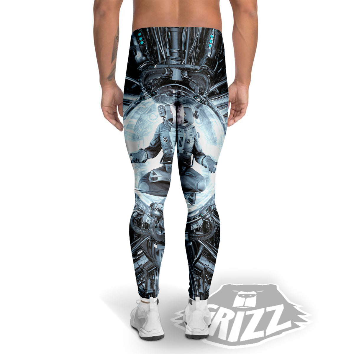 Astronaut In Machine Print Men's Leggings-grizzshop