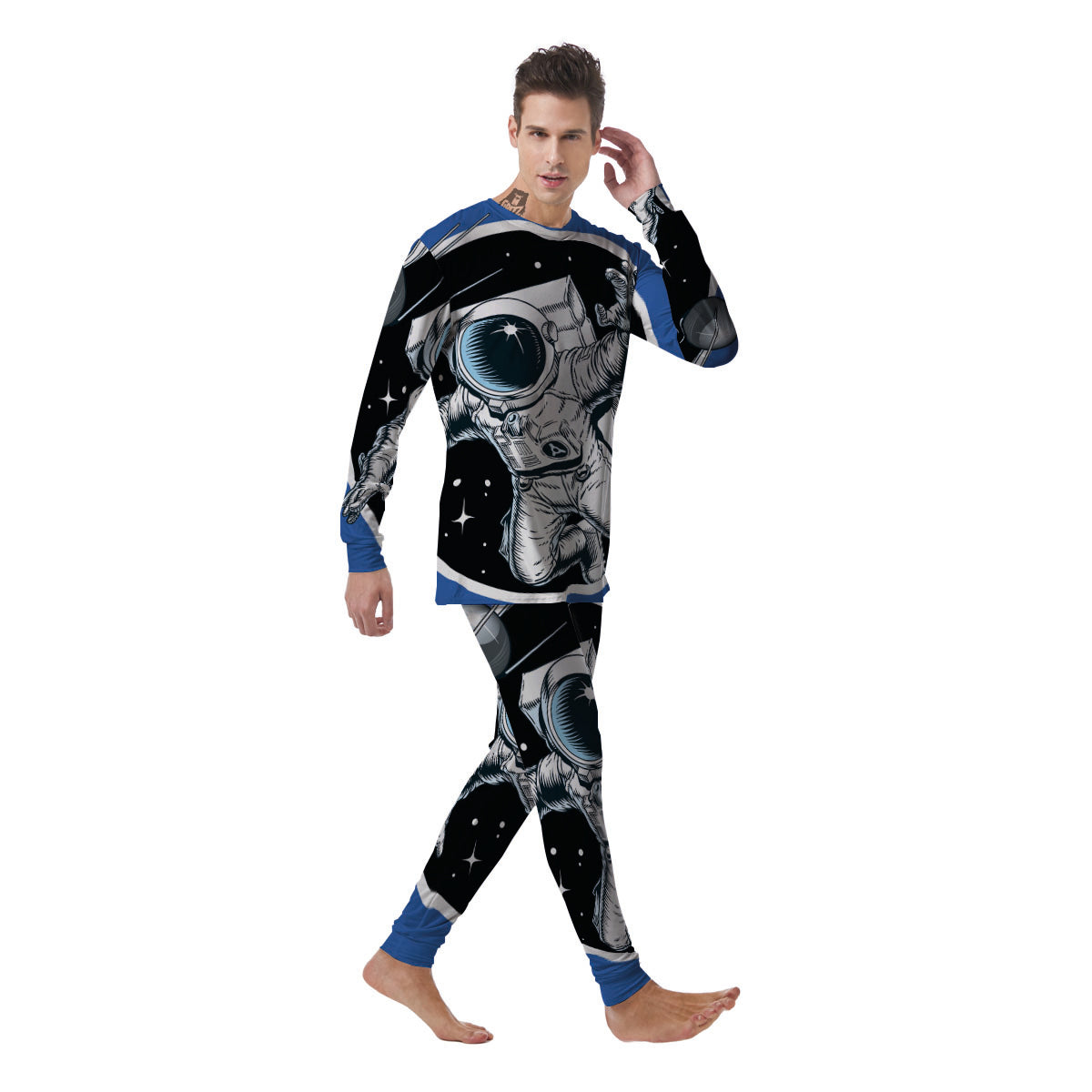 Astronaut In The Space Print Men's Pajamas-grizzshop