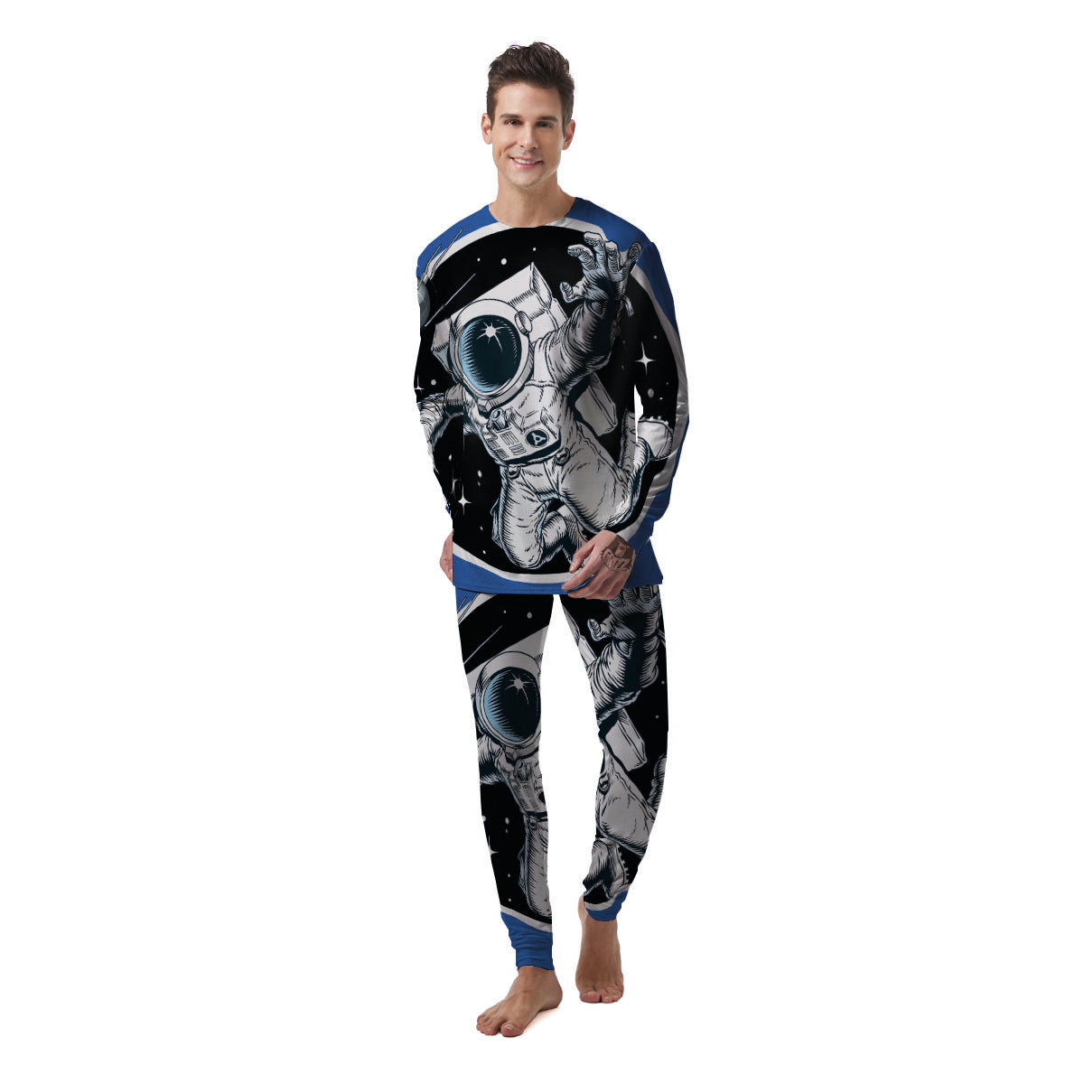Astronaut In The Space Print Men's Pajamas-grizzshop