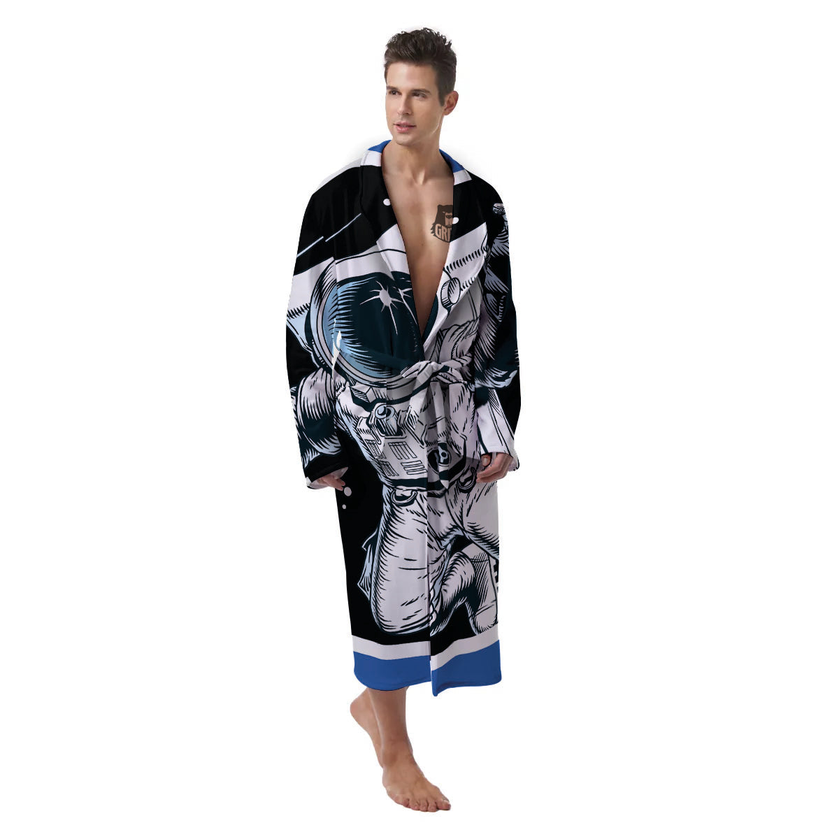 Astronaut In The Space Print Men's Robe-grizzshop