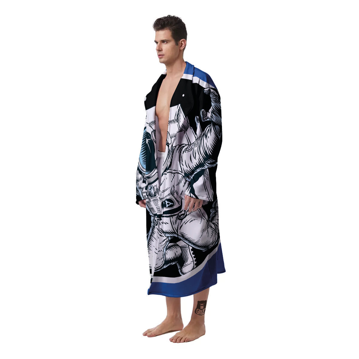 Astronaut In The Space Print Men's Robe-grizzshop