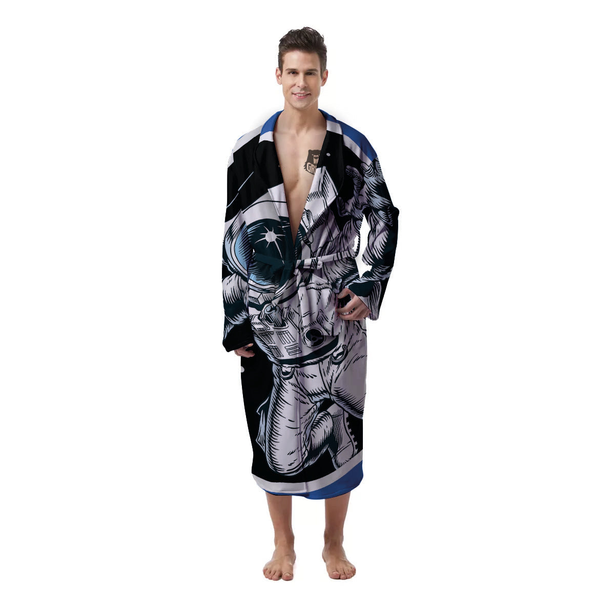 Astronaut In The Space Print Men's Robe-grizzshop