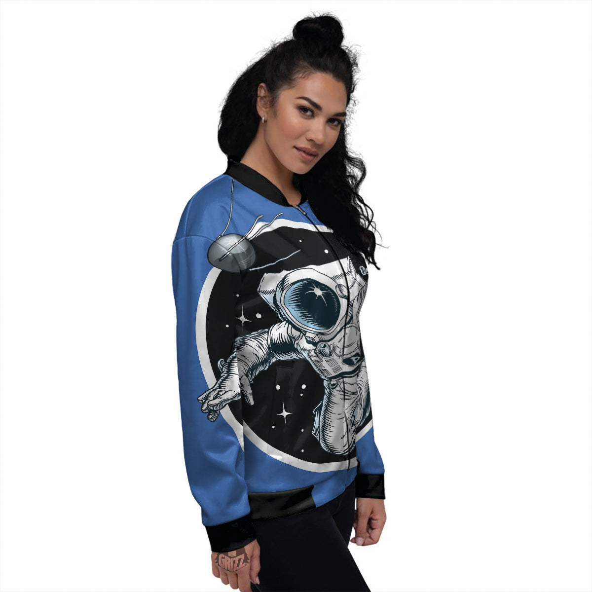Astronaut In The Space Print Women's Bomber Jacket-grizzshop