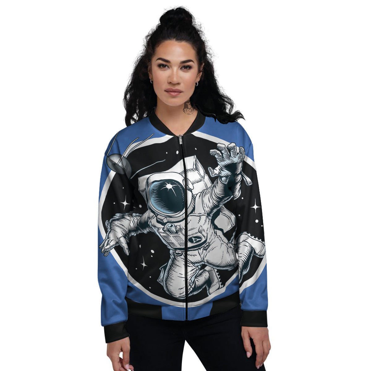 Astronaut In The Space Print Women's Bomber Jacket-grizzshop