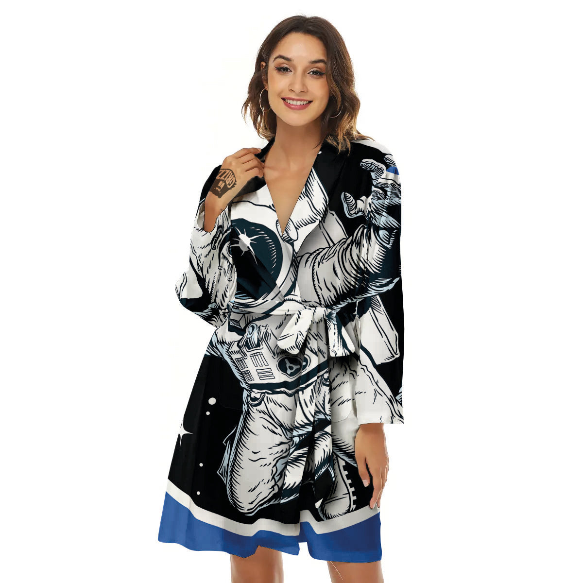 Astronaut In The Space Print Women's Robe-grizzshop