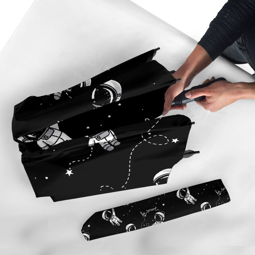 Astronaut Pattern Print Automatic Foldable Umbrella-grizzshop