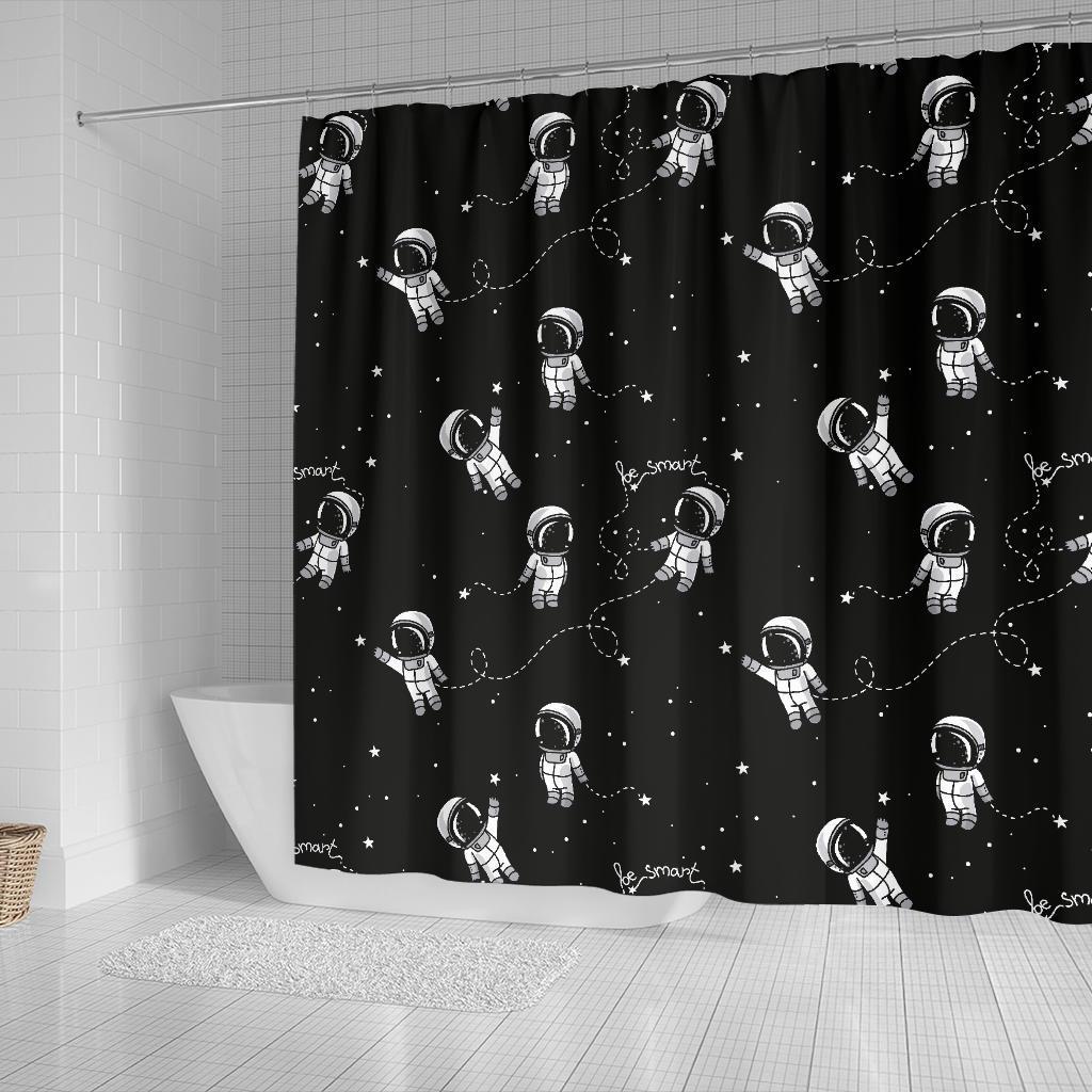 Astronaut Pattern Print Bathroom Shower Curtain-grizzshop