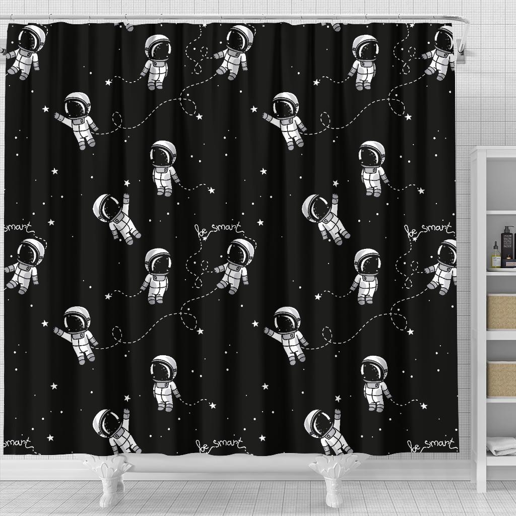 Astronaut Pattern Print Bathroom Shower Curtain-grizzshop