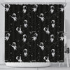 Astronaut Pattern Print Bathroom Shower Curtain-grizzshop