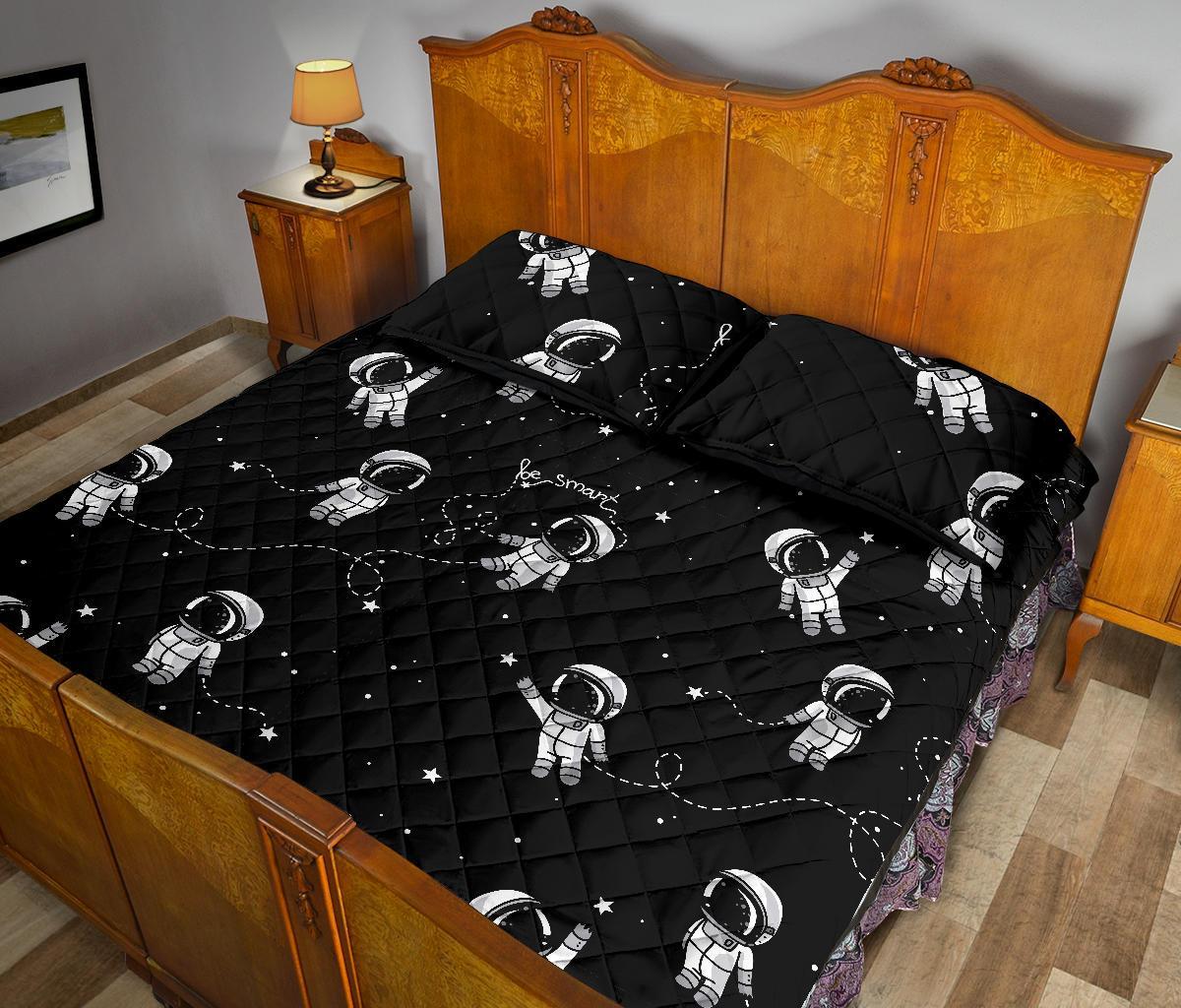 Astronaut Pattern Print Bed Set Quilt-grizzshop