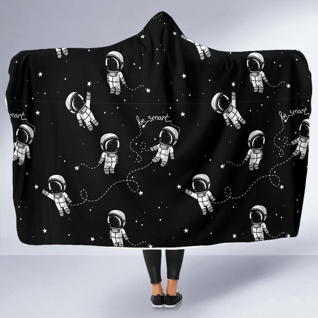 Astronaut Pattern Print Hooded Blanket-grizzshop
