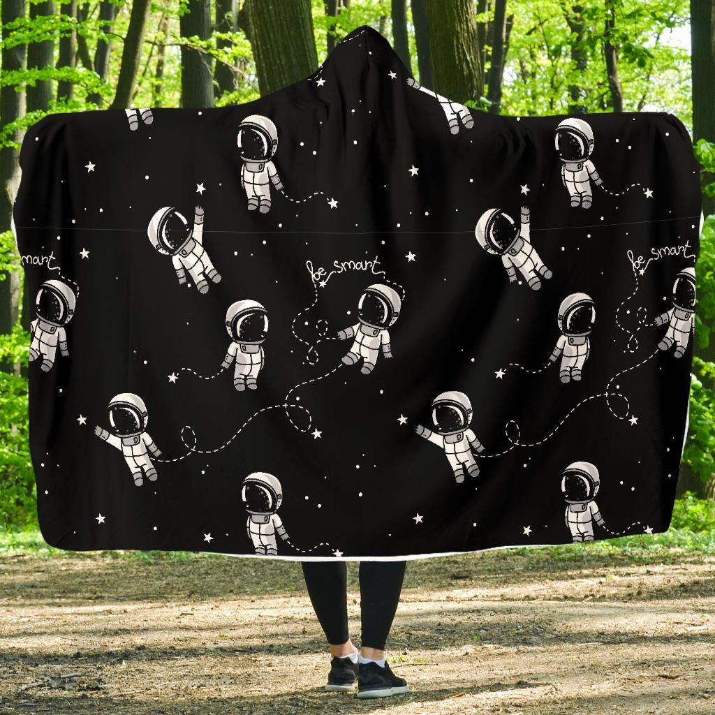 Astronaut Pattern Print Hooded Blanket-grizzshop