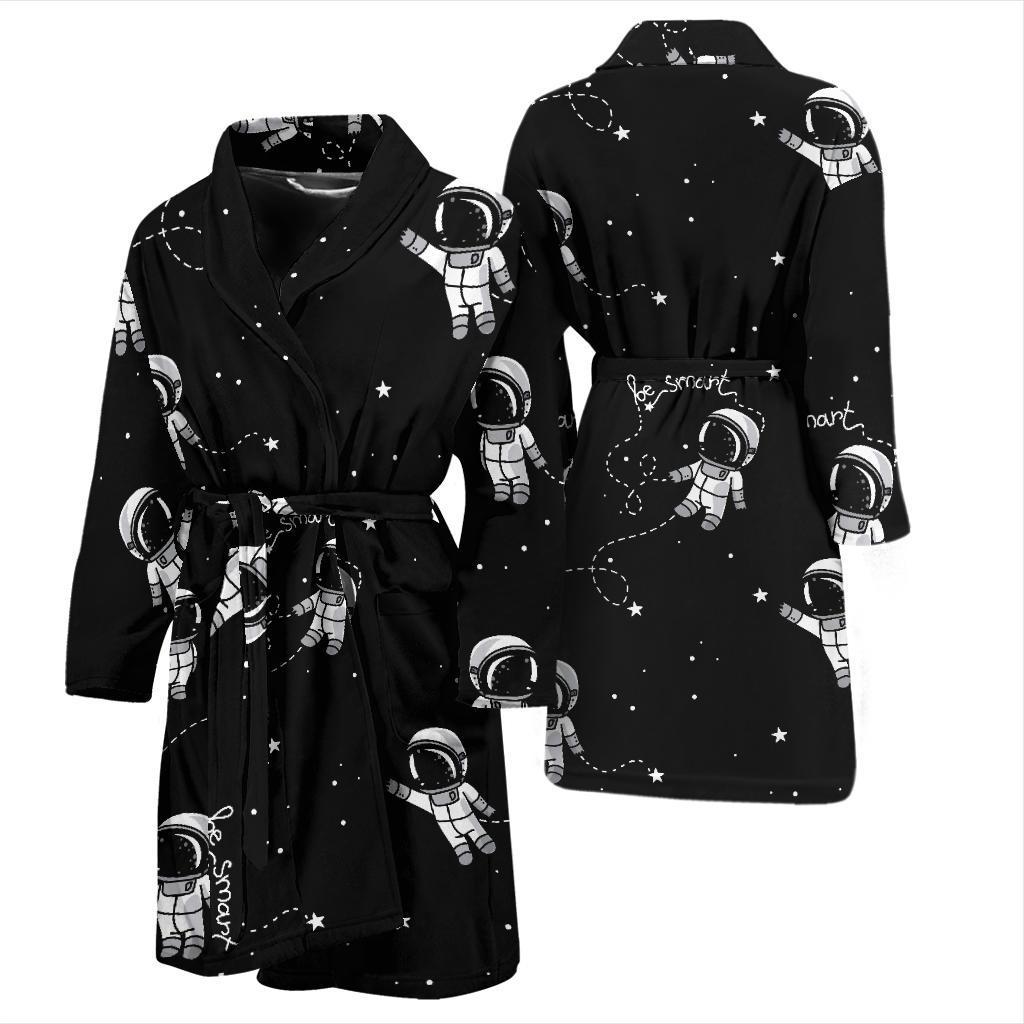 Astronaut Pattern Print Men Long Robe-grizzshop