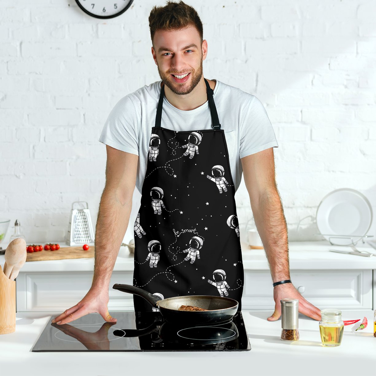 Astronaut Pattern Print Men's Apron-grizzshop