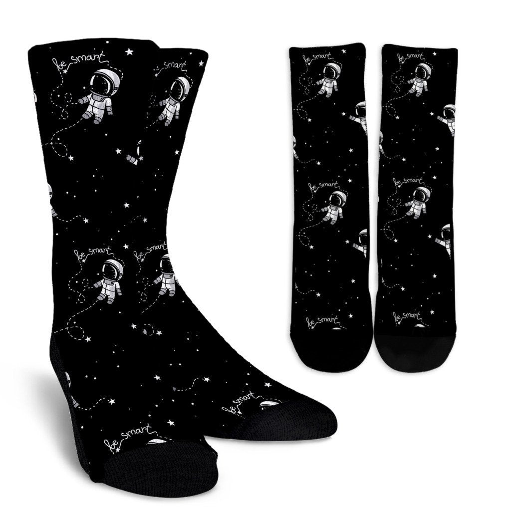 Astronaut Pattern Print Unisex Crew Socks-grizzshop