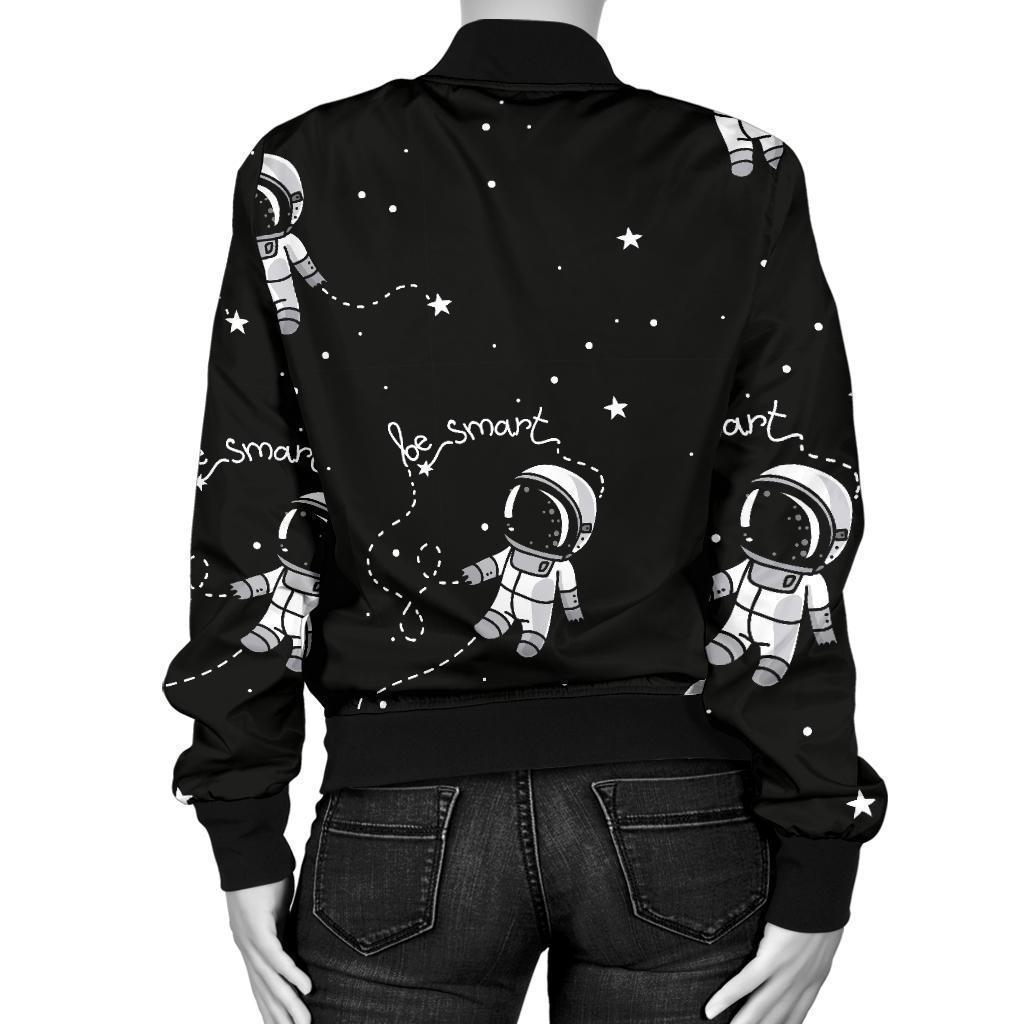 Astronaut Pattern Print Women Casual Bomber Jacket-grizzshop