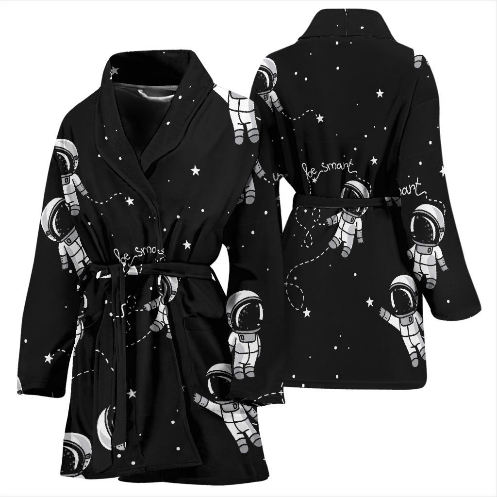 Astronaut Pattern Print Women Long Robe-grizzshop