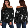 Astronaut Pattern Print Women Off Shoulder Sweatshirt-grizzshop