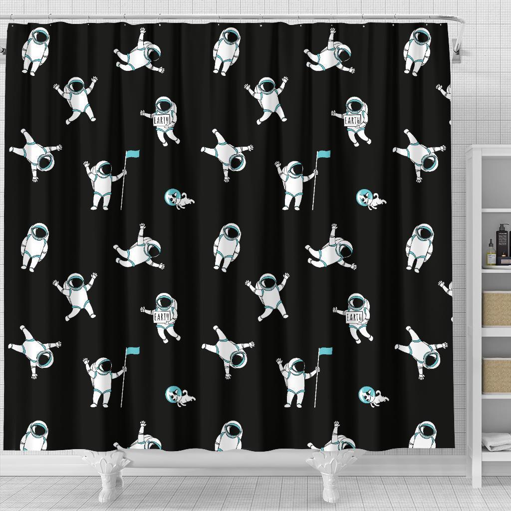 Astronaut Print Pattern Bathroom Shower Curtain-grizzshop