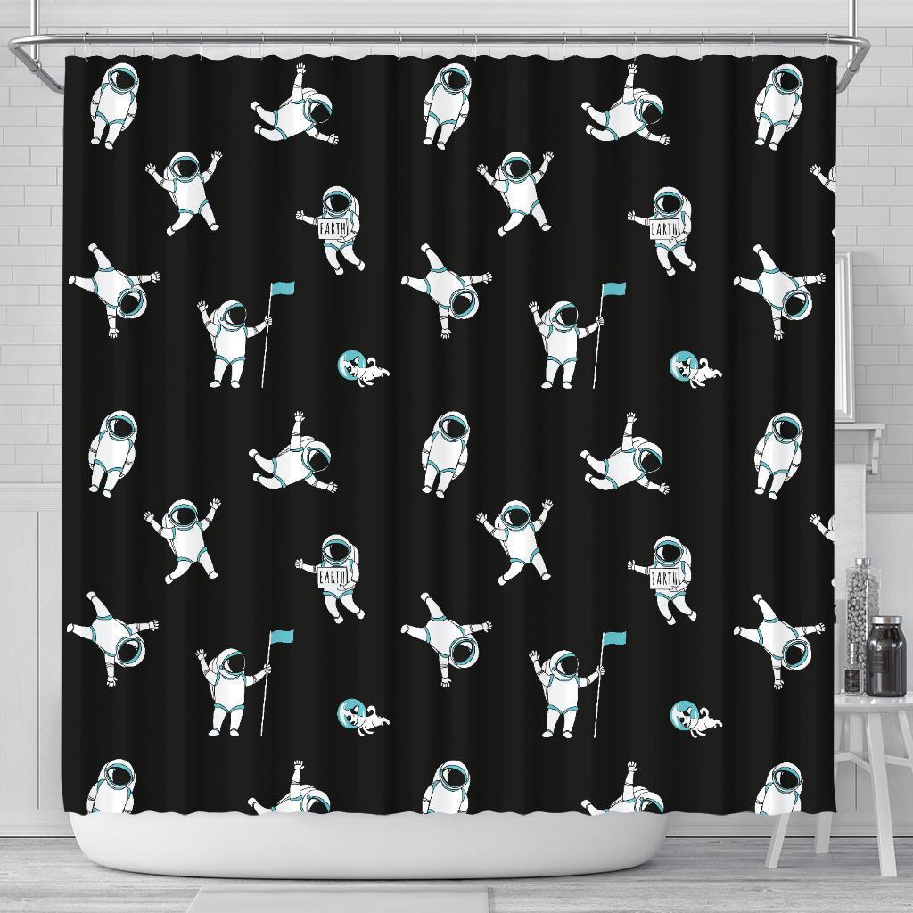 Astronaut Print Pattern Bathroom Shower Curtain-grizzshop